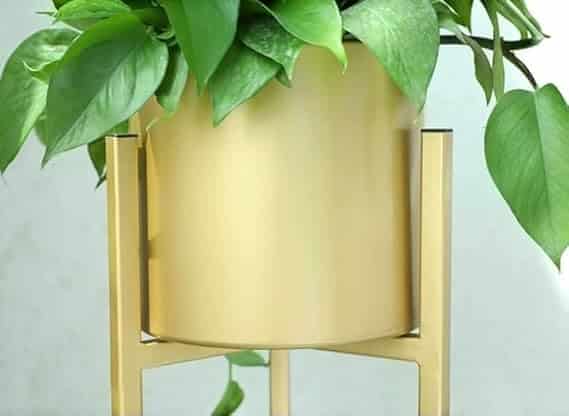 NMT Metal Flower Plant Pots for Living Room, Bedroom | Tall Indoor Planters Pots Self Watering Rust-Free for Home Decor Living Room Set 3 || Golden - Image 3