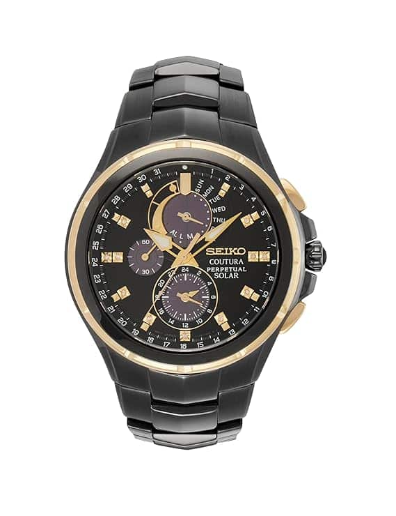 Seiko Analog Black Dial Men's Watch-SSC573P1 Stainless Steel, Black Strap